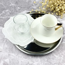 Weare2 Beyaz Renkli Çift Sargı Nakışlı 4'lü Kokteyl Peçetesi