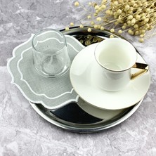 Weare2 Gri Renkli Beyaz Çift Sargı Nakışlı 4'lü Kokteyl Peçetesi