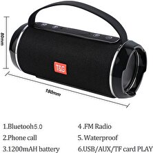 T&G Tws Açık Suya Dayanıklı Taşınabilir Yüksek Güçlü Bluetooth Hoparlör Kablosuz Ses Sütunu Subwoofer Müzik Merkezi 3D Stereo R (Yurt Dışından)