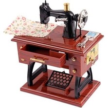herkesetoptantic Dikiş Makinesi Kurmalı Müzik Kutusu (Kahverengi)