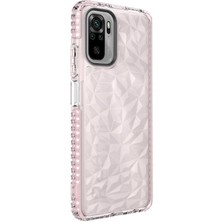 Case 4U Xiaomi Redmi Note 10S Kılıf Darbe Emici Prizmatik Tasarım Yumuşak Silikon Buzz Kapak Pembe
