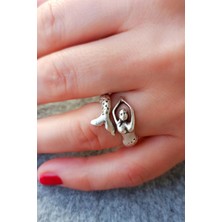 Fildişi Aksesuar Antik Gümüş Kaplama Deniz Kızı Şekilli El Yapımı Ayarlanabilir Yüzük