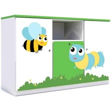 Woody Life Çocuk Odası Anaokulu Kreş 1 Çekmeceli 2 Kapaklı Çocuk Dolap Ilkbahar Temalı