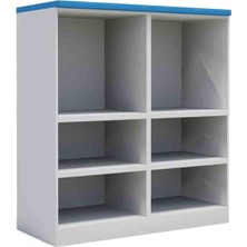 Woody Life Çocuk Odası Anaokulu Kreş 6 Raflı Kapaksız Dolap Deniz Temalı