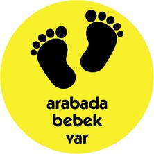 Stickrmarket | Arabada Bebek Var Sarı | Araba Laptop Duvar Folyo Sticker 30 x 30 cm