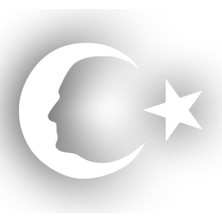Sticker Usta | Ay Yıldız Atatürk Silüet | Araba Laptop Duvar Folyo Sticker 10 x 7 cm