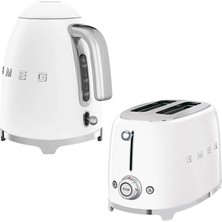 Smeg Beyaz Kettle ve 1x2 Ekmek Kızartma Makinesi Seti