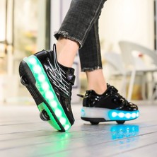 Sıtong 4 Tekerlekli USB Şarjlı LED Işıklı Paten Ayakkabı (Yurt Dışından)