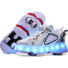 Sıtong 8 Tekerlekli USB Şarjlı LED Işıklı Paten Ayakkabı (Yurt Dışından)