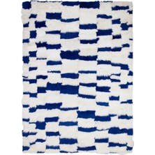 Dericibey Patchwork Doğal Toskana Kürk Halı KH324-04 Beyaz Lacivert