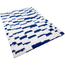 Dericibey Patchwork Doğal Toskana Kürk Halı KH324-04 Beyaz Lacivert