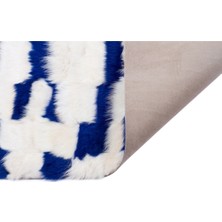 Dericibey Patchwork Doğal Toskana Kürk Halı KH324-04 Beyaz Lacivert
