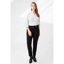 Ekol Kadın Metal Tokalı Dar Paça Pantolon 6055103 Siyah