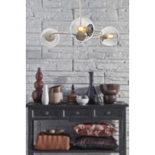 Begüsa Pervane 3.lü Beyaz-Füme Camlı Avize