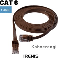 IRENIS CAT6 Yassı Ethernet (Network, LAN) Kablosu, Kahverengi, 50 cm