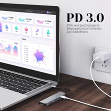 Shaza 8in1 USB Type-C Hub Port Adaptör HDMI USB Ethernet Pd Girişli