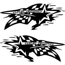 Damalı Bayrak Yıldız Off Road Araba Sticker
