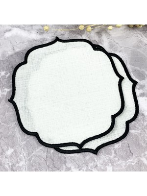 Weare2 Siyah Renkli Nakışlı Keten Efektli 2'li Kokteyl Peçetesi