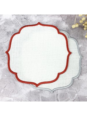 Weare2 Kırmızı ve Gümüş Gri Renkli Nakışlı 2'li Kokteyl Peçetesi