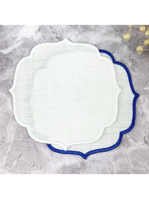 Weare2 Mavi ve Beyaz Renkli Nakışlı 2'li Kokteyl Peçetesi