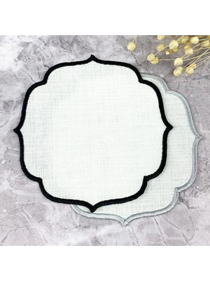 Weare2 Siyah ve Gümüş Gri Renkli Nakışlı 2'li Kokteyl Peçetesi