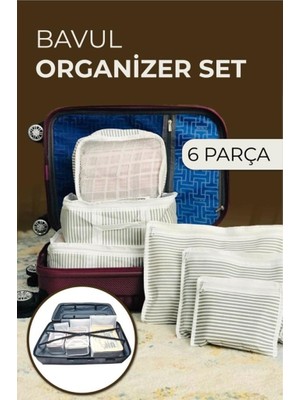 Easyso 6'lı Set Bavul Içi Katlanabilir Valiz Düzenleyici Eşyaları Koruyan Seyahat Seti Valiz Aksesuarı