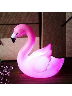 herkesetoptantic 3D Silikon Kuğu Gece Lambası (Pembe)