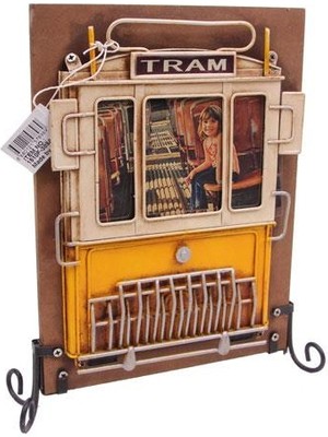 Globalance Dekoratif Metal Çerçeve Tramvay Dekorlu Vintage Hediyelik