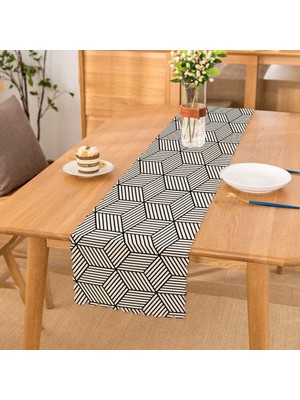 RealHomes 3D Cube Desenli Dijital Baskılı Modern Özel Tasarım Runner