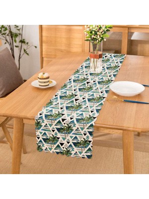 RealHomes Dijital Baskılı Palmiye Desen Runner