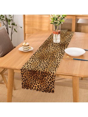 RealHomes Leopar Desenli Dijital Baskılı Dekoratif Özel Tasarım Runner