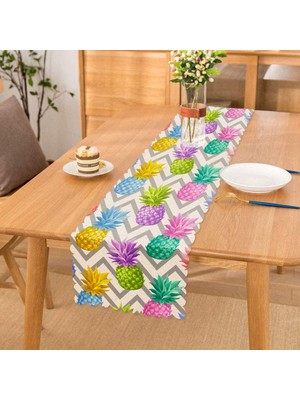 RealHomes Gri Zigzag Desenli Ananaslar Modern Özel Tasarım Runner