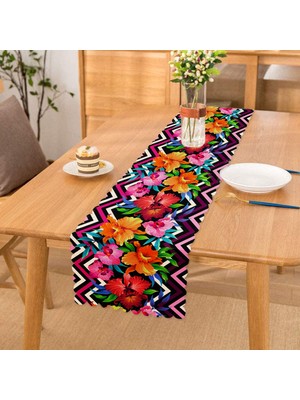 RealHomes Zigzag ve Çiçekler Özel Tasarım Dekoratif Özel Tasarım Runner