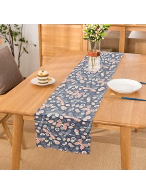 Real Homes Renkli Kelebek Motifli Dijital Baskılı Dekoratif Runner