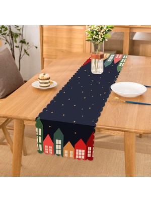 Real Homes Happy New Year Tasarımlı Dijital Baskılı Dekoratif Runner