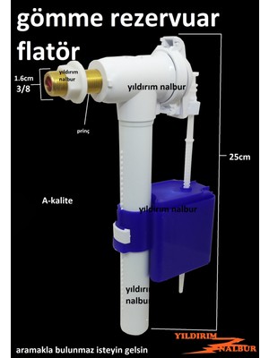 Yıldırım Nalbur Gömme Rezervuar Flatörü 3/8 Vitra Geberit Modeli Şamandıra Iç Takım Şamandırası