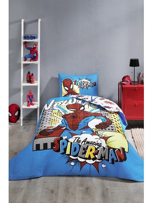 Özdilek Spiderman Newyork Tek Kişilik Disney Lisanslı Lastikli Fitted Çarşaf Kapitone Çocuk Nevresim