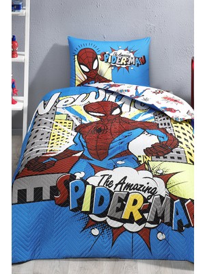 Özdilek Spiderman Newyork Tek Kişilik Disney Lisanslı Lastikli Fitted Çarşaf Kapitone Çocuk Nevresim