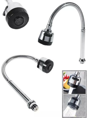 Armilla Armatür 2 Fonksiyonlu 360 Derece Hareketli Krom Musluk Batarya Borusu Tüm Bataryalar ile Uyumlu Yağmurlama ve Normal Su Çıkış Fonksiyonu