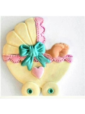 Morlalem Fiyonklu 6,5cm Bebek Arabası Silikon Kalıp K-440 Mum Kokulu Taş Alçı Kalıbı