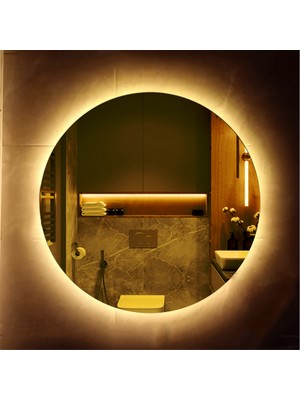 Karaçam Dekor LED Işıklı Yuvarlak 70 cm Banyo ve Konsol Aynası