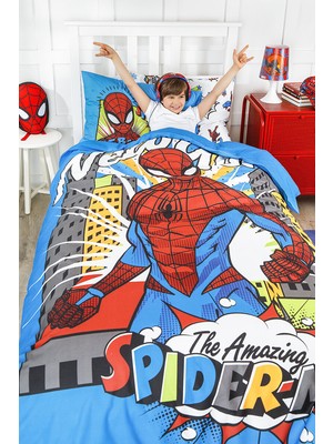 Özdilek Spiderman New York Tek Kişilik Disney Lisanslı Lastikli Fitted Çarşaf Çocuk Nevresim Takımı