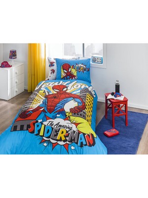 Özdilek Spiderman New York Tek Kişilik Disney Lisanslı Lastikli Fitted Çarşaf Çocuk Nevresim Takımı