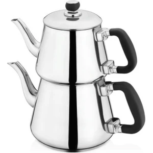 Can Çelik Lale Aile Boy Sade Silikon Çaydanlık Siyah