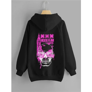 Relax Family Xf Erkek Siyah Kapüşonlu Holigan Baskılı Sweatshirt