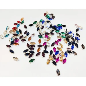Yiğit Aksesuar 5x10 (1 Cm) Kasalı Dikme Mekik Cam Taş 100 Adet