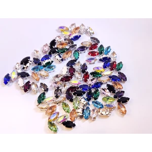 Yiğit Aksesuar 5X10 (1 Cm) Mekik Kasalı Dikme Cam Taş 100 Adet