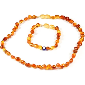 Tesbihci Efendi Baltık Damla Kehribar Bebek Kolye ve Bileklik Seti