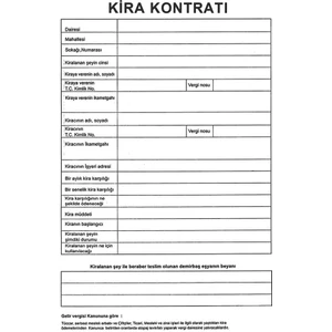Kira Kontratı A3 10 Adet