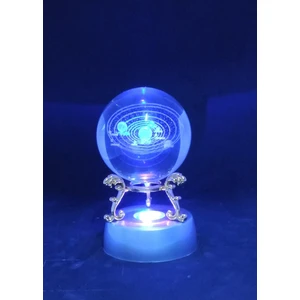 Güneş Sistemi Kristal Cam Küre Işıklı ve Standlı (Gümüş)